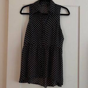 Vintage Black Polka Dot Sleeveless Top